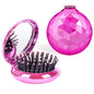 Shinning Diamond Design Folding Hair Brush Travel Hairbrush with Mirror,Pocket Foldable Comb Compact Brush for Purse for Girls and Women (Violet) - color: Diamond Violet