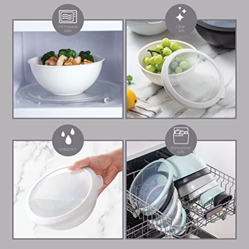 COOK WITH COLOR Mixing Bowls with TPR Lids - 12 Piece Plastic Nesting Bowls Set includes 6 Prep Bowls and 6 Lids, Microwave Safe Mixing Bowl Set (Mint) - color: Mint TPR Lids