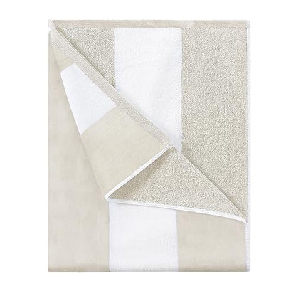 HENBAY Cotton Oversized Beach Towel - Large 70 x 35 Inch Pool Towel, Chiffon Striped Quick Dry Swimming Cabana Towel - color: Chiffon