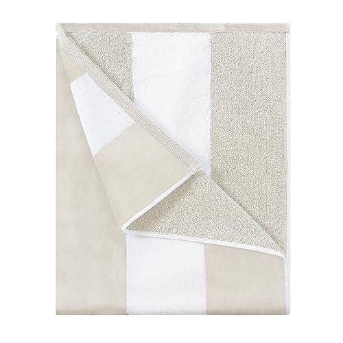 HENBAY Cotton Oversized Beach Towel - Large 70 x 35 Inch Pool Towel, Chiffon Striped Quick Dry Swimming Cabana Towel - color: Chiffon