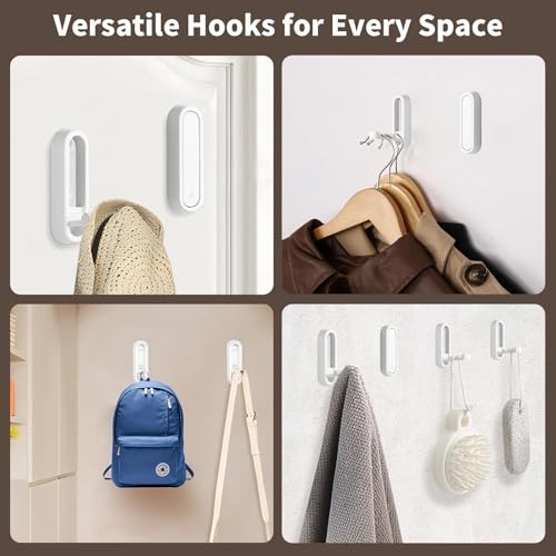 4Pcs Foldable Wall Hooks, Zinc Alloy Folding Hook White, Heavy Duty Folding Coat Hooks Wall Mounted for Hanging Coat Towels Bags Keys (White, 4 Pack) - color: White, size: 4 Pack