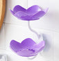 Soap Dish Holder for Shower Bar Double Layer Cute Lotus Shape Adhesive Tray Sink Wall Mounted Shampoo NO-Drilling Self Draining Hanging Saver Rack Plastic Bathroom Bathtub Kitchen，Purple - color: D-purple