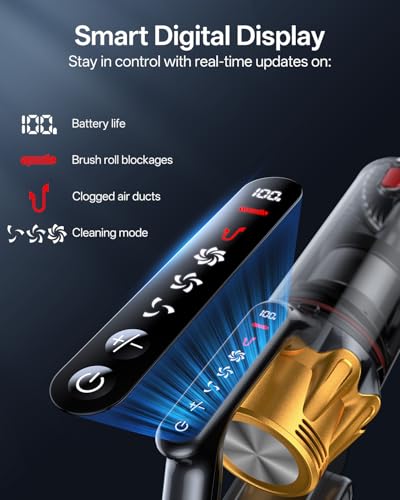 Cordless Vacuum Cleaner, 650W 55KPa 60Mins Vacuum Cleaners for Home, 8-in-1 Stick Vacuum with Charging Dock Station, Powerful Suction, Rechargeable, Versatile for Carpet, Hard Floor, Pet Hair