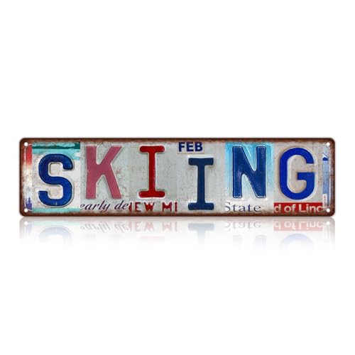 Vintage Sport Street Sign Skiing Wall Decor Metal Tin Signs for Bar Home Bedroom Garage - color: St-I-10
