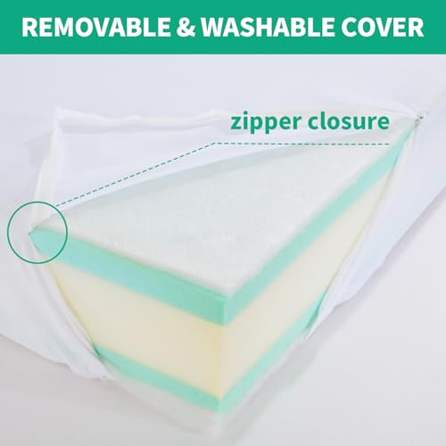 HOMBYS Memory Foam Couch Cushion Replacement, High Density Upholstery Foam Wrapped with Memory Foam & Polyester Batting, Sofa Cushions Inserts with Dacron Fiber Layer,with Removable Cover,6"x22"x24" - size: 6 inch Thick-22"x24"
