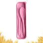 Travel Utensils with Case, Camping Utensil Sets, Wheat Straw Portable Knife Fork Spoons Tableware, Reusable Utensils for Lunch Box (Pink) - color: Pink