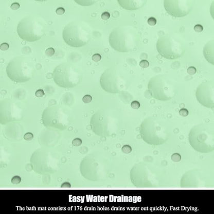 Bathtub and Shower Mats, Extra Long Non-Slip Bath Mat 39 x 16 Inch, Machine Washable Bath Tub Mat with Suction Cups & Drain Holes for Bathroom, Green - color: Green, size: 40" x 16" (Rectangular)