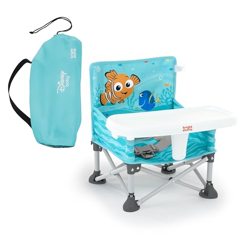 Bright Starts Disney Finding Nemo Pop 'N Sit Portable Booster, Indoor/Outdoor Use, Floor Seat with Feeding Tray, 6 Mos - 3 Yrs - color: Disney Nemo