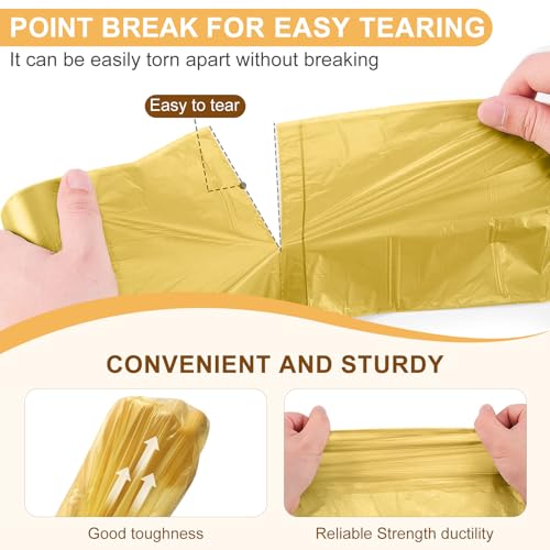 5 Rolls Small Trash Garbage Bags, 2.6 Gallon Strengthen Trash Bags, Durable Plastic Bags for Kitchen Office Home Bedroom Garden Waste Bin, Fit 10 Liter Trash-Can-Liners, 100 Count (Golden) - color: Golden
