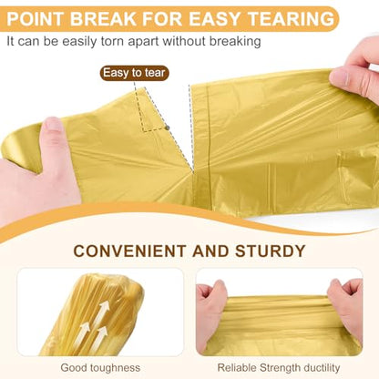 5 Rolls Small Trash Garbage Bags, 2.6 Gallon Strengthen Trash Bags, Durable Plastic Bags for Kitchen Office Home Bedroom Garden Waste Bin, Fit 10 Liter Trash-Can-Liners, 100 Count (Golden) - color: Golden