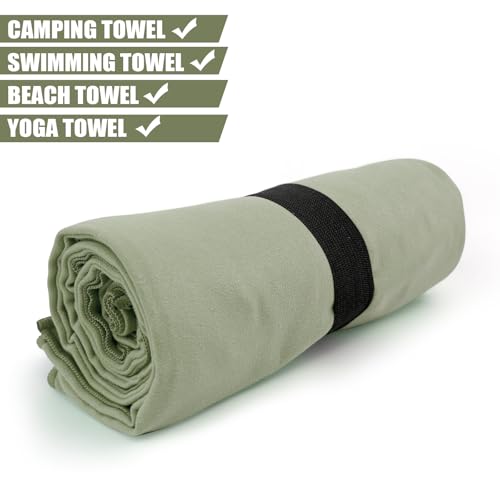 Swimming Pool Towel XL Size Microfiber Quick Dry Camping Hiking Beach Travel Yoga Mat Body Towels (Army Green, 1 Pack XL) - color: Army Green, size: 1 Pack XL
