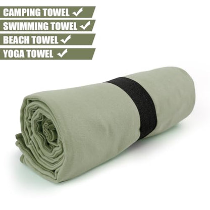 Swimming Pool Towel XL Size Microfiber Quick Dry Camping Hiking Beach Travel Yoga Mat Body Towels (Army Green, 1 Pack XL) - color: Army Green, size: 1 Pack XL