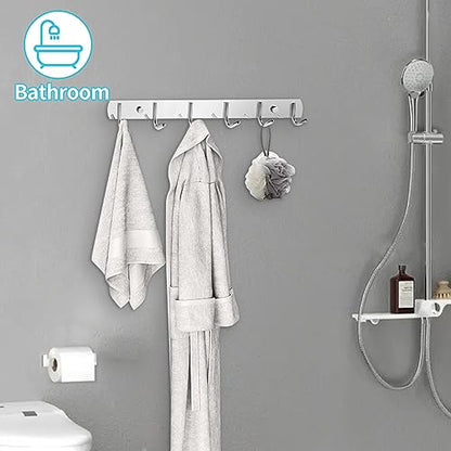 Coat Rack Wall Mount, 2Pack 6 Hooks Stainless Steel Towel Hooks | Easy-to-install 6-hook wall-mounted hooks suitable for bathrooms, kitchens and garages