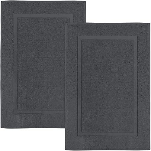 Utopia Towels Cotton Banded Rug, Bath Mats, Not a Bathroom Rug, 21 by 34 Inches, 100% Ring Spun Cotton, Highly Absorbent Shower Bathroom Floor Mat, Grey, 2 Pack - color: Grey