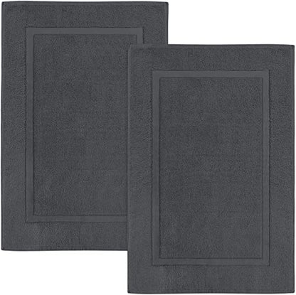 Utopia Towels Cotton Banded Rug, Bath Mats, Not a Bathroom Rug, 21 by 34 Inches, 100% Ring Spun Cotton, Highly Absorbent Shower Bathroom Floor Mat, Grey, 2 Pack - color: Grey