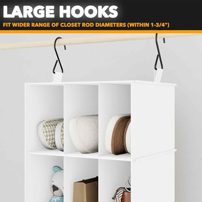 SpaceAid 2 Pack Hanging Closet Organizer and Storage with Dividers, 24 Compartments Hanging Shoe Shelves for Closet, Wardrobe, RV, Garment Rack - White - color: White