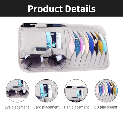 1 Pcs Grey Car Sun Visor Cd Holder, Car DVD Vehicle Visor Case,Fits for Most Car - color: Grey