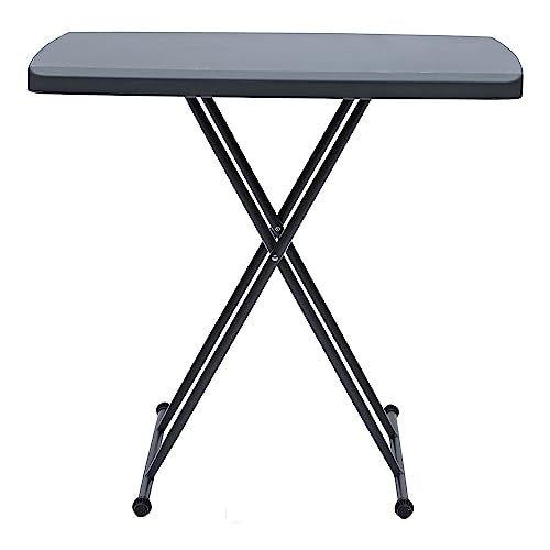 Iceberg Small Camping Personal Folding Table, Heavy Duty Utility Table, Adjustable Height, Charcoal, 19.5” L x 30” W x 28" H - color: Charcoal