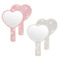 Tatuo 2 Pcs Large Rhinestone Handheld Mirror Heart Shaped Bling Glitter Portable Cosmetic Hand Mirror with Handle for Women Make up Brush Lash(Pink and White)