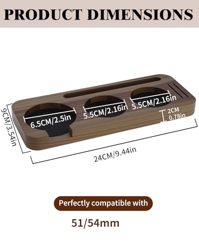 51/54mm Espresso Organizer Station, Solid Walnut Espresso Tamping Station with Non-Slip Mat, Compact Coffee Accessories Holder for Barista Countertop - color: Brown 54mm