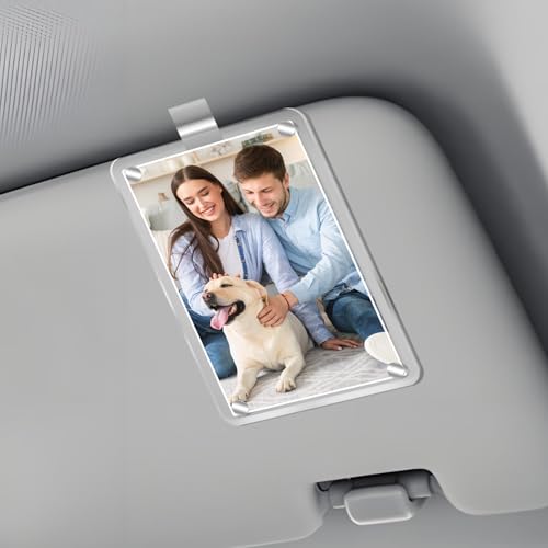 HINGTAI Acrylic Magnetic Personalized Photo Holder Car Picture Frame, Car Picture Holder, Car Photo Holder Car Visor Clip, Personalized Car Accessories Can Be Used to Add Your Personal Photo - color: 1Pcs-White