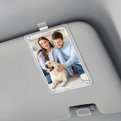 HINGTAI Acrylic Magnetic Personalized Photo Holder Car Picture Frame, Car Picture Holder, Car Photo Holder Car Visor Clip, Personalized Car Accessories Can Be Used to Add Your Personal Photo - color: 1Pcs-White