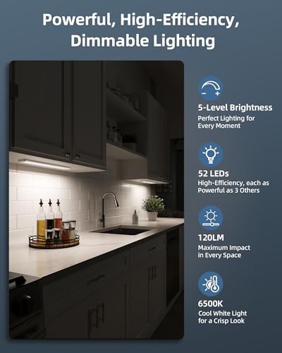 Under Cabinet Lights, Motion Sensor Light Indoor, Wireless Closet Lights, 3500mAh Rechargeable, Magnetic, 5 Levels Dimmable, Under Counter Lights for Kitchen (2 Pack) - size: 14.5inch