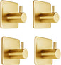 Fotosnow Gold Adhesive Hooks 15LB (Max), Non Tarnish Sticky Hooks for Hanging Towels, Coat, Backpack, Purse, Hat, Key, Self-Adhesive Towel Holder for Shower Closet Bathroom-4 Packs - color: Gold