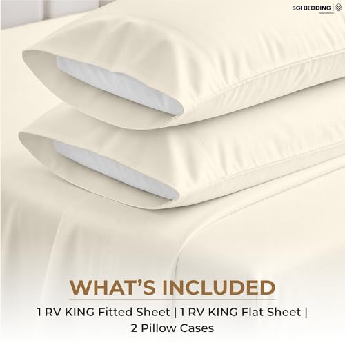 SGI bedding 100% Egyptian Cotton Sheets RV King Size – 600 Thread Count Sheets Set, Soft, Cooling, 15" Deep Pocket, Luxury Hotel Bedding, Breathable, Durable - Butter - color: 05 - Ivory, size: RV King
