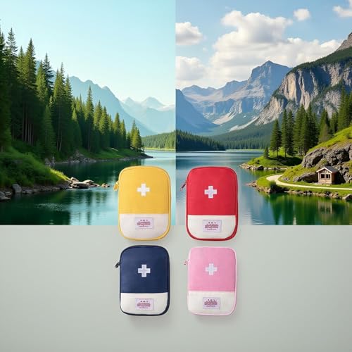 4 Pcs Travel First Aid Pouch,Empty Mini First Aid Pouch, Portable Outdoor First Aid Medical Rescue Bag Multi-Function Emergency Medicine Storage Organizer Bag Health and Household Supplies (Small)