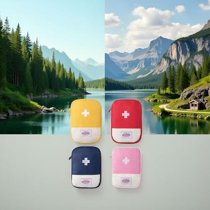 4 Pcs Travel First Aid Pouch,Empty Mini First Aid Pouch, Portable Outdoor First Aid Medical Rescue Bag Multi-Function Emergency Medicine Storage Organizer Bag Health and Household Supplies (Small)