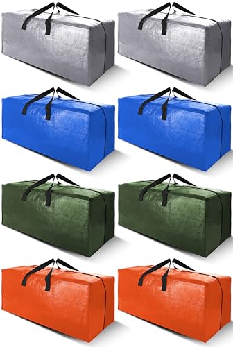 Cosy Family 8 Pack Heavy Duty Extra Large Moving Bags with Backpack Straps - Strong Handles & Zippers, Storage Totes For Space Saving, Fold Flat, Alternative to Moving Box (Set of 8, Multicolored) - color: Multicolor, size: 24 gal-Pack of 8