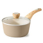 SENSARTE Ceramic Nonstick Sauce Pan with Lid, 1.5 Quart Small Saucepan, Cooking Pot with Stay Cool Handle, Non toxic Kitchen Sauce Pot, Non stick Saucier Pan, Induction Pot, PFOA PTFE PFAS PFOA Free - color: Ceramic Taupe, size: 1.5 Quarts