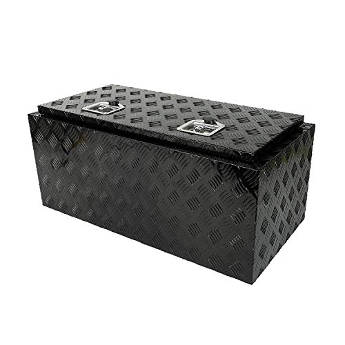 36 Inch Aluminum Black Plated Truck Tool Box Pickup Truck Bed Storage, Waterproof Underbody Tongue Box with Lock and Key for RVs, ATVs, Trailer & Truck (36"x16"x18") - color: Black, size: 36"x16"x18"