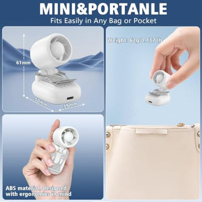 Portable Clip on Fan, 3-in-1 Hands Free Mini Hat Fan（White） | Rechargeable Battery Powered Personal Fan, 3 Speeds, Lightweight Small Clip Fan for Hiking Fishing Camping Running Travel - color: White