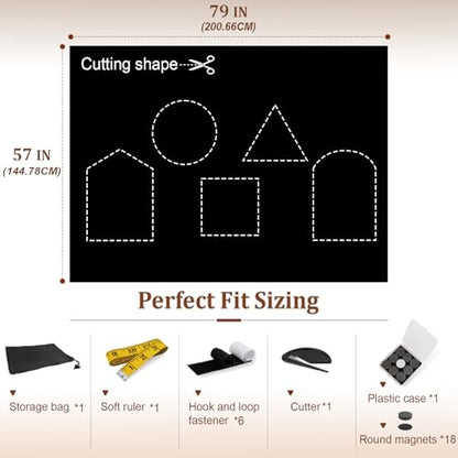 100% Blackout Curtains, Blackout Window Cover for Bedroom 57" x 79", Black Out Shades for Windows, Dorm Room, Home Office, Camping RV, No Drill Black Out Shades Blind Cover - size: 57"W x 79"H