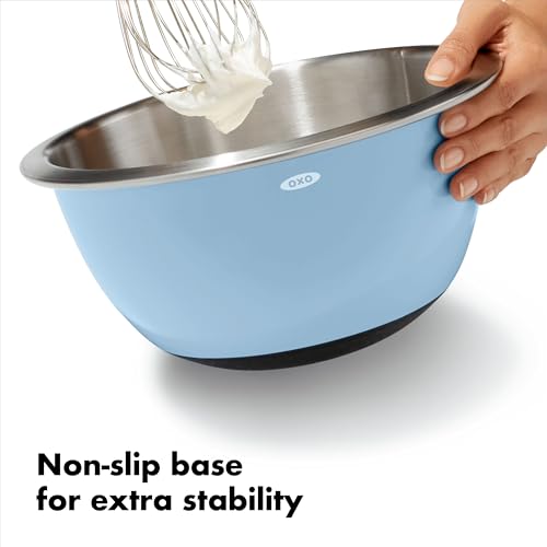 OXO Good Grips 3-Piece Stainless Steel Mixing Bowl Set - Blue/Gray - color: Blue/Gray