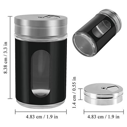 Accmor 2pcs Salt and Pepper Shakers,Stainless Steel Shaker for Salt Powder Sugar Cinnamon Pepper, Spice Dispenser with Adjustable Pour Holes,Black - color: Black