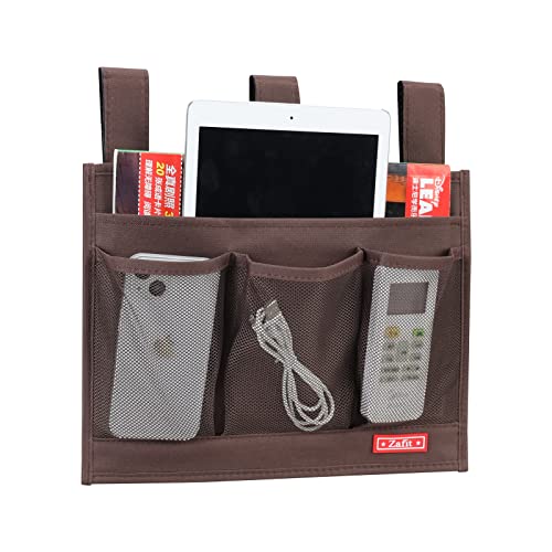 Zafit Hanging Bedside Caddy, Bedside Storage Organizer for Magazine, Phone, Remote control (Classic4 Pockets-Coffee)