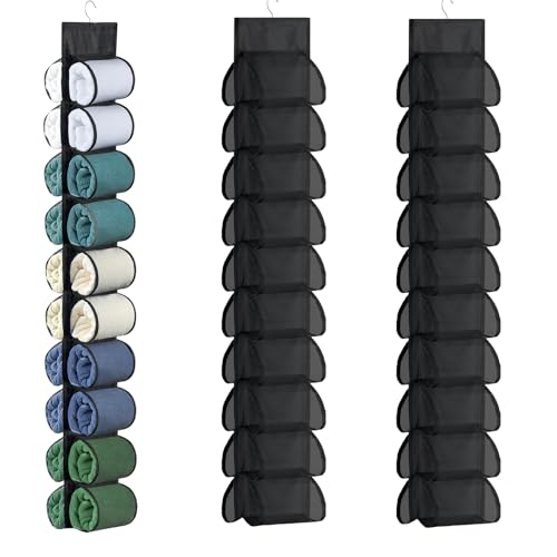 2-Pack Hanging Organizer for Closet - 20 Pocket Storage Leggings, Yoga for Pants & Accessories Multi-Pocket Closet Organizer for Apartments & Dorms, Space-Saving, Behind Door Design (Black) - color: 2pack-Black