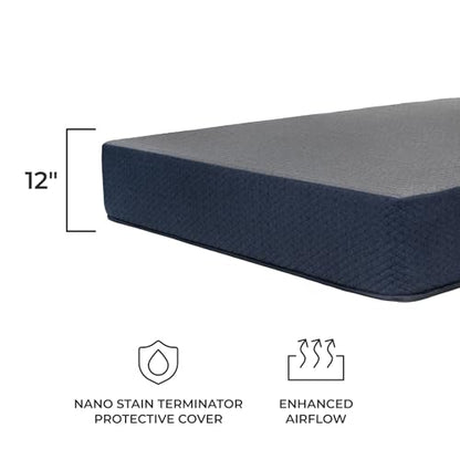 DREAMFOAM Brooklyn Bedding Copperflex Essential 12" Gel Memory Foam Mattress with Stain Protection, Twin |Made in Arizona - size: Twin 39x75, style: 12" - Plush