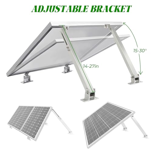 Solar Panel Mounting Brackets, 2 Sets Adjustable Solar Panel Tilt Mount Brackets, 14-27IN Adjust Solar Panel Rack, Support up to 100-450 Watt Mounting Bracket Set, Portable Stand for Roof RV Boat - size: 14-27in adjustable-2 set