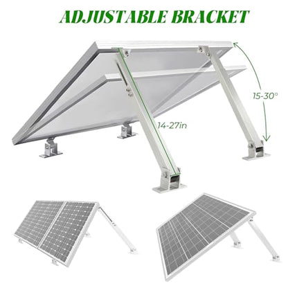 Solar Panel Mounting Brackets, 2 Sets Adjustable Solar Panel Tilt Mount Brackets, 14-27IN Adjust Solar Panel Rack, Support up to 100-450 Watt Mounting Bracket Set, Portable Stand for Roof RV Boat - size: 14-27in adjustable-2 set