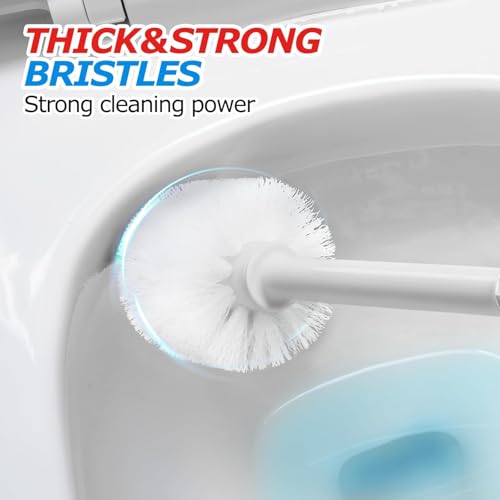 FORASTO 2Pack 2 in 1 Toilet Brush and Plunger Set,Clean Gloves, Extended Handle Plunger，Toilet Bowl Brush Plunger Set,Bathroom Cleaning Tools,Toilet Brush Plunger Combo,Cleaning Brush(Light Grey) - color: Light Grey