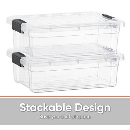 Superio 7.4 Quart Clear Plastic Storage Bin with Lid, Non-Toxic, BPA Free, Odor Free, Organizer Storage Box, Stackable Plastic Tote for Home, Garage, School, and Office - size: 7.4 Qt