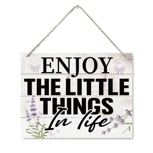 Positive Home Decors, Home Wall Signs - Enjoy The Little Things In Life, Decorative Wooden Hanging Wall Plaque for Living Room Bedroom, Rustic Wooden Sign 7.9 x 10.2 Inches - color: HOME 30