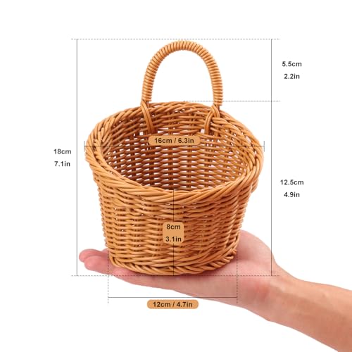 6 Pack 6.3 x 5 inch Woven Hanging Fruit Basket, Wall Hanging Wicker Baskets, Wall fruit Wicker Basket for Kitchen, Planter, Vegetable & Fruit, Boho Home Decor - size: 6 Pack 6.3 x 5 inch