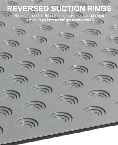 OTHWAY Bathtub Mat Non Slip, 39X16 inch Bath Mat for Tub, Machine Washable Bath Tub Mats with Reverse Suction Cups, Comfortable Rubber Bathtub Mat for Bathroom (Dark Grey) - color: B-dark Grey