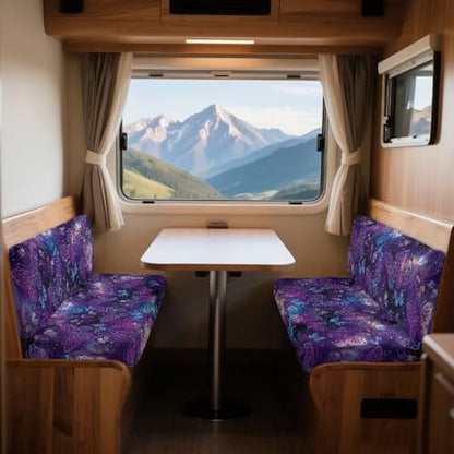 Galaxy Butterfly Print RV Dinette Cushion Covers Wear-Resistan Camper Seat Covers Dinette Booth Flannel RV Couch Protector Include 1 Backrest Cover and 1 Bench Cover - color: Galaxy Butterfly