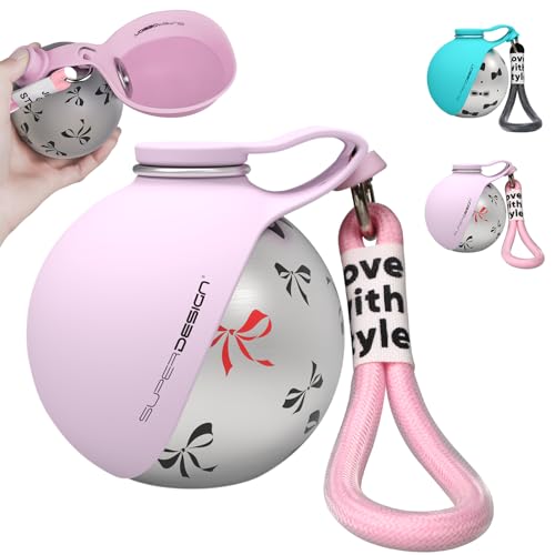 2-in-1 Portable Dog Water Bottle for Small Dogs - Leak-Proof & Compact Dog Travel Water Bottle -Stainless Steel Bottle & Silicone Bowl - Ideal for Walking, Hiking & Travels (10 fl oz, Pink) - color: Pink
